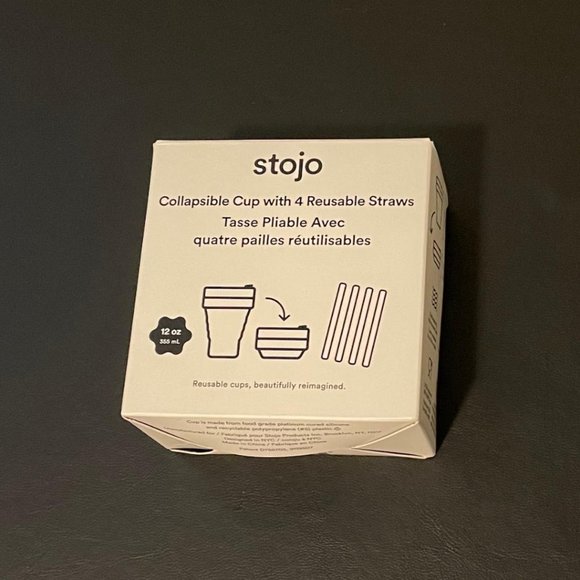 stojo Collapsible Cup with 4 reusable Straws, Brand New in Box, 12 oz - Picture 3 of 5